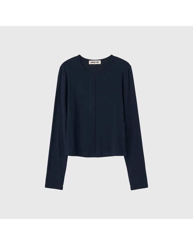 제너럴아이디어 제너럴 아이디어 WOMAN 소프트 라운드넥 핀턱 티셔츠 [NAVY] / WBE3L01507 착용컷
