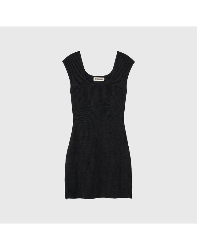 제너럴아이디어 제너럴 아이디어 WOMAN 스퀘어넥 니트 미니 원피스 [BLACK] / WBE3L44526 착용컷