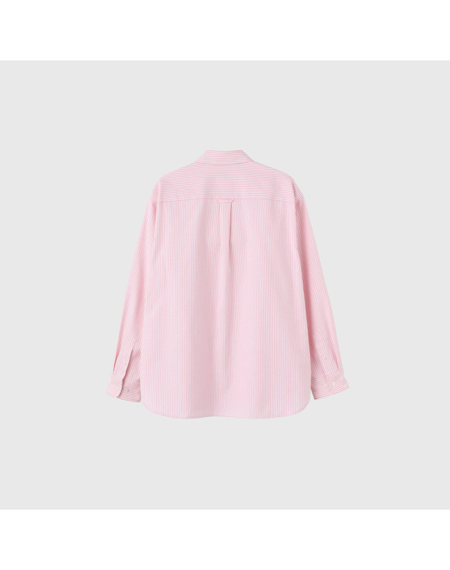제너럴아이디어 제너럴 아이디어 UNISEX 레귤러핏 옥스포드 스트라이프 셔츠 [PINK] / SBE3U03001-WOMAN 착용컷
