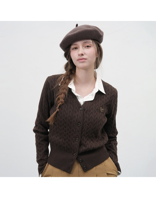 제너럴아이디어 제너럴 아이디어 WOMAN GNRL 로고 울 베레모 [BROWN] / WBE3L91511 착용컷