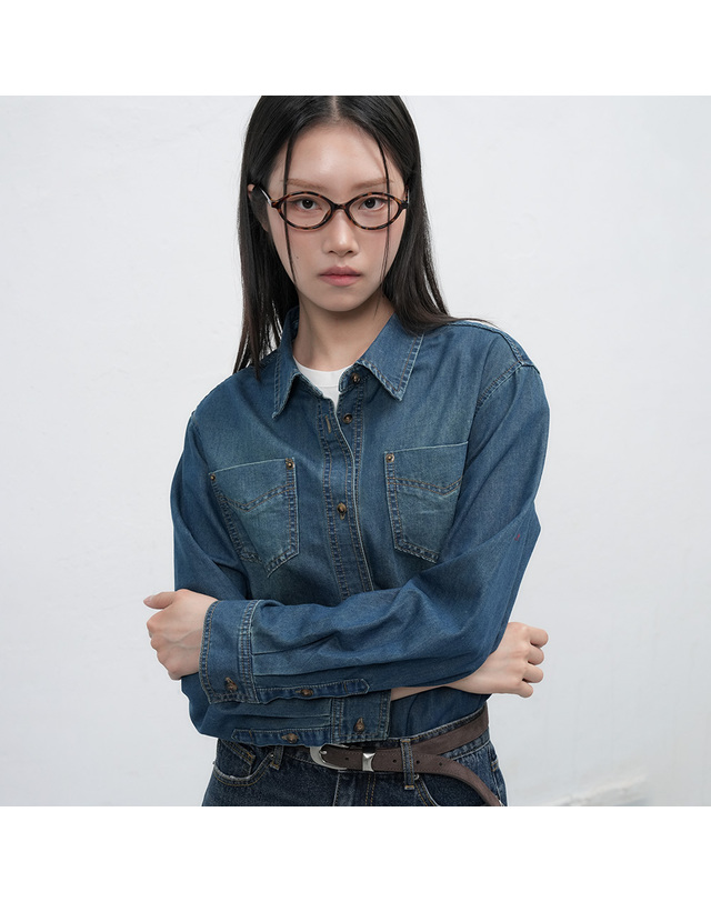 제너럴아이디어 제너럴 아이디어 WOMAN 워시드 데님 셔츠 [2COL] / WBE3L03511 착용컷
