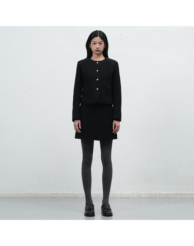 제너럴아이디어 제너럴 아이디어 WOMAN 부클 크롭 자켓 세트 [BLACK] / WBE4L55506SET 착용컷