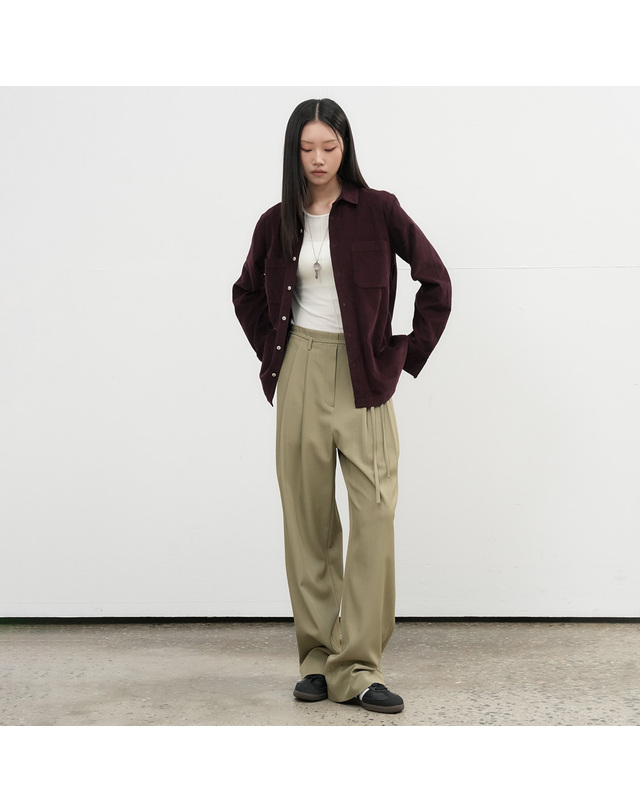 제너럴아이디어 제너럴 아이디어 UNISEX 슬림핏 코듀로이 오픈카라 셔츠 [3COL] / SBE3U03006-WOMAN 착용컷
