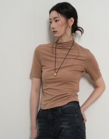 WOMAN 아세테이트 모크넥 반팔티 [4COL] / GF1LTS501