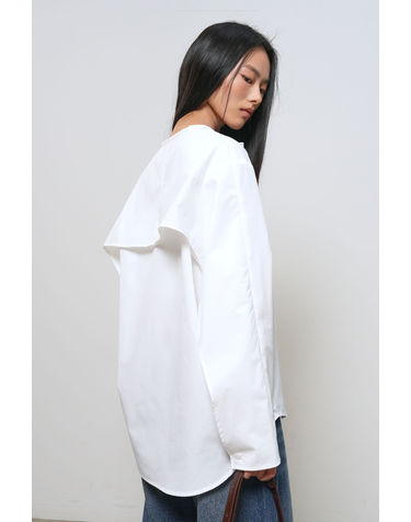 WOMAN 슬릿 넥 케이프 블라우스 [WHITE] / GF1LBL509