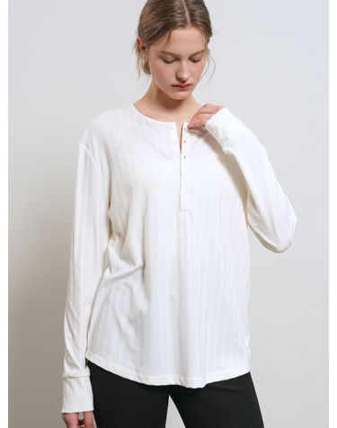 WOMAN 루즈핏 헨리넥 티셔츠 [WHITE] / GF1LTS516