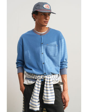 UNISEX 포켓 크루넥 가디건 [BLUE] / GF1UKC002-MAN