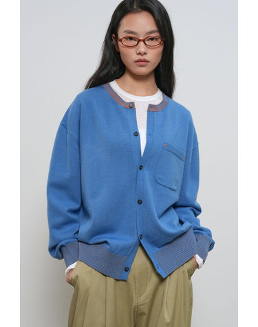 UNISEX 포켓 크루넥 가디건 [BLUE] / GF1UKC002-WOMAN