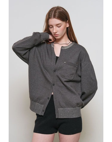 UNISEX 포켓 크루넥 가디건 [CHARCOAL] / GF1UKC002-WOMAN