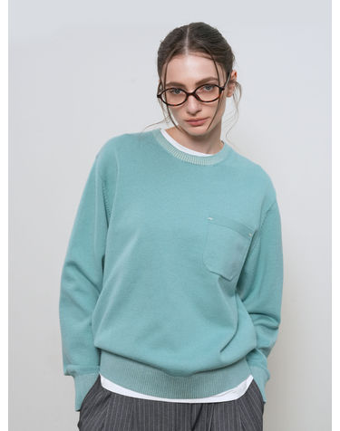 UNISEX 포켓 크루넥 풀오버 [MINT] / GF1UKP003-WOMAN