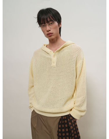 UNISEX 크로셰 후디드 니트 [IVORY] / GF1UKP010-MAN