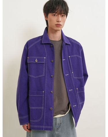 MAN 워시드 레일로드 워크자켓 [PURPLE] / GF1MJK007