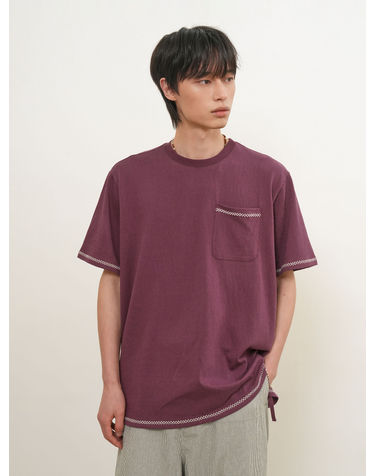 UNISEX 스티치 포인트 포켓 티셔츠 [BURGUNDY] / GF1UTS008-MAN