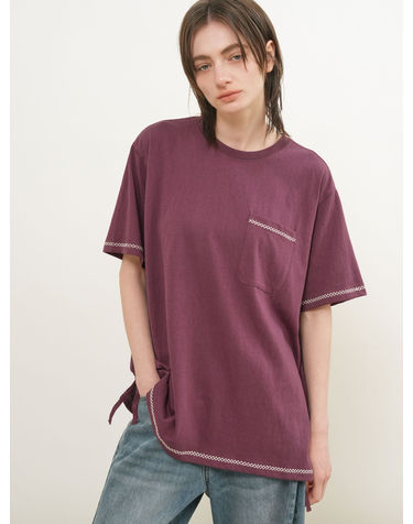 UNISEX 스티치 포인트 포켓 티셔츠 [BURGUNDY] / GF1UTS008-WOMAN