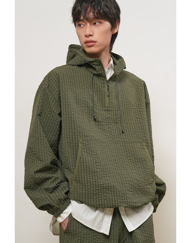 UNISEX 시어서커 체크 후드 아노락 [KHAKI] / GF1UJK009-MAN