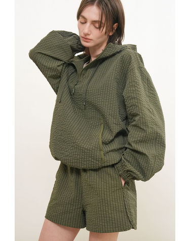 UNISEX 시어서커 체크 후드 아노락 [KHAKI] / GF1UJK009-WOMAN