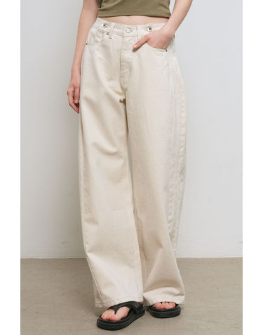 WOMAN 스냅 디테일 와이드 데님 팬츠 [IVORY] / WBE3L11508