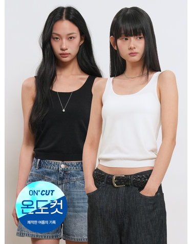 WOMAN 온도컷 U넥 니트 슬리브리스 [4COL] / GF2LKP537