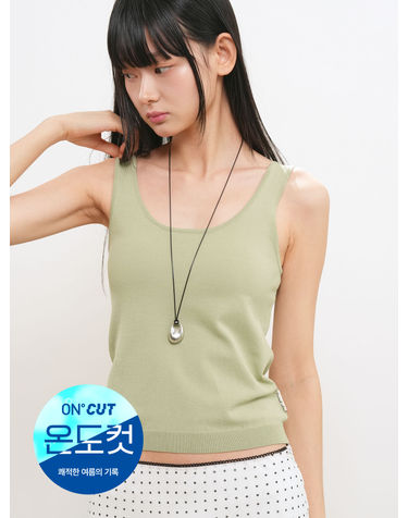 WOMAN 온도컷 U넥 니트 슬리브리스 [SAEGE MINT] / GF2LKP537