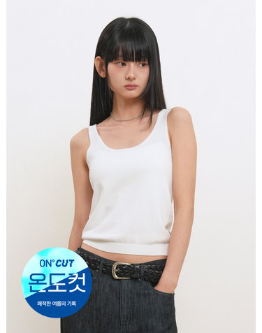 WOMAN 온도컷 U넥 니트 슬리브리스 [WHITE] / GF2LKP537