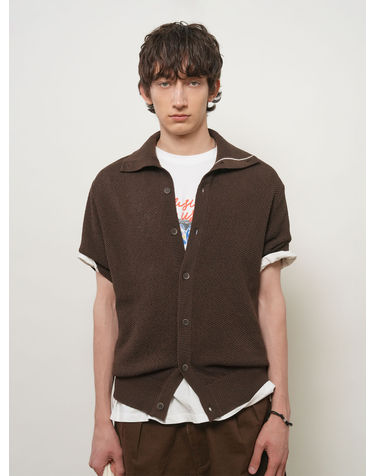 UNISEX 배색 라인 카라 가디건 [BROWN] / GF2UKC017-MAN