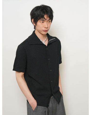 UNISEX 배색 라인 카라 가디건 [BLACK] / GF2UKC017-MAN