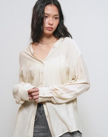 WOMAN 루즈핏 링클 후디드 셔츠 [3COL] / GF1LSH512