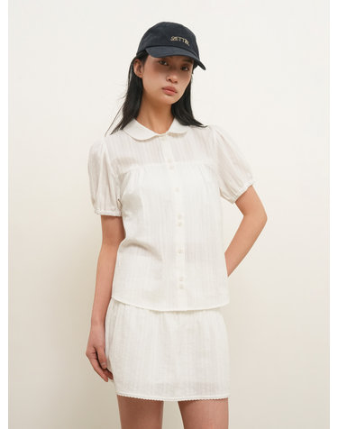 WOMAN 라운드 카라 퍼프 블라우스 [WHITE] / GF2LSH521