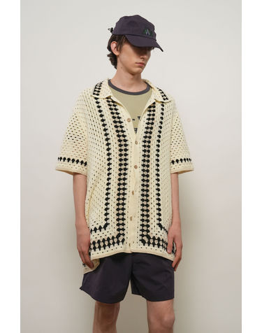 UNISEX 그래니 배색 하프 가디건 [IVORY] / GF2UKC018 - MAN