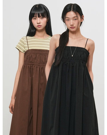 WOMAN 셔링 밴딩 슬리브리스 원피스 [2COL] / GF2LOP516