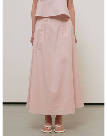 WOMAN 미니멀 핀턱 미디 스커트 [ASH PINK] / GF2LSK522