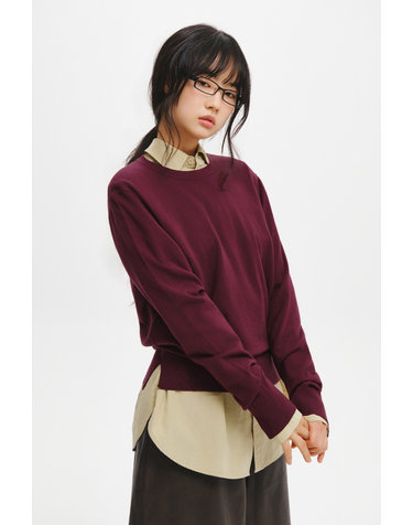 WOMAN 릴렉스드 에센셜 크루넥 풀오버 [PLUM] / GF7LKP510