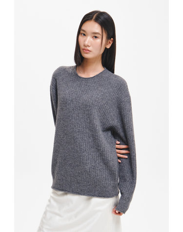 UNISEX 롤링 디테일 크루넥 풀오버 [GREY] / GF3UKP001-WOMAN