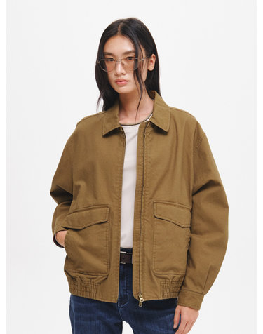 UNISEX 빅포켓 캔버스 블루종 [BROWN] / GF3UJP002-WOMAN
