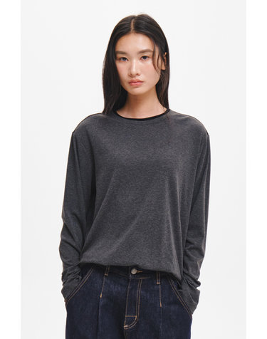 UNISEX 더블립티셔츠 [CHARCOAL] / GF3UTS001-WOMAN