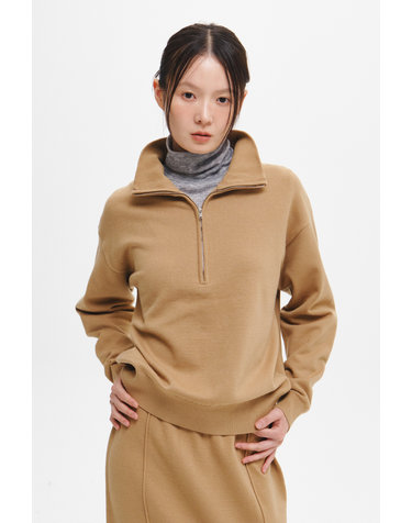 WOMAN 워셔블 하이넥 하프 집업 니트 풀오버 [BEIGE] / GF3LKP524