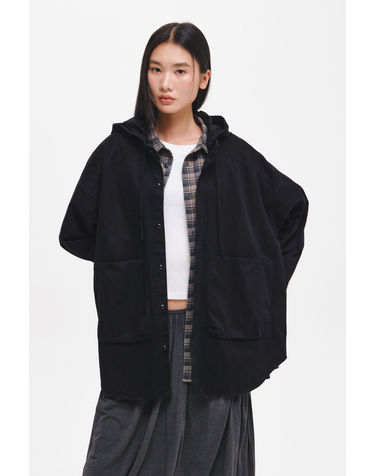 UNISEX 투웨이 포켓 루즈핏 후디셔츠 [BLACK] / GF3UJK012-WOMAN