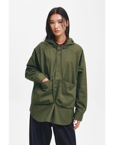 UNISEX 투웨이 포켓 루즈핏 후디셔츠 [KHAKI] / GF3UJK012-WOMAN