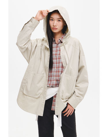 UNISEX 투웨이 포켓 루즈핏 후디셔츠 [SAND] / GF3UJK012-WOMAN