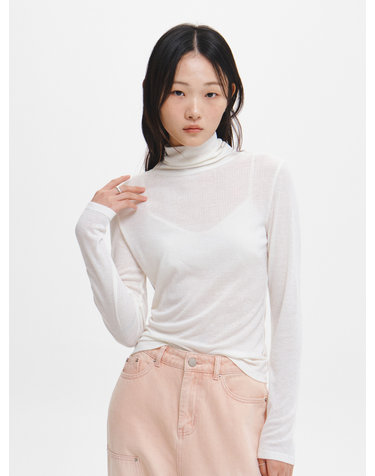 WOMAN 골지 소프트 터틀넥 티셔츠 [IVORY] / GF3LTS511