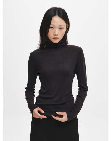WOMAN 골지 소프트 터틀넥 티셔츠 [BLACK] / GF3LTS511