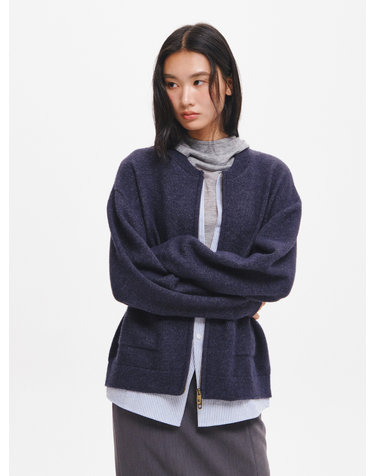 UNISEX 셔츠 레이어링 헤어리 가디건 [NAVY] / GF3UKC002-WOMAN