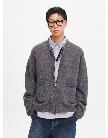 UNISEX 셔츠 레이어링 헤어리 가디건 [CHARCOAL] / GF3UKC002-MAN