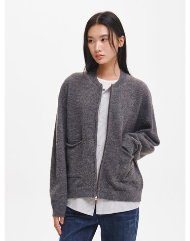 UNISEX 셔츠 레이어링 헤어리 가디건 [CHARCOAL] / GF3UKC002-WOMAN