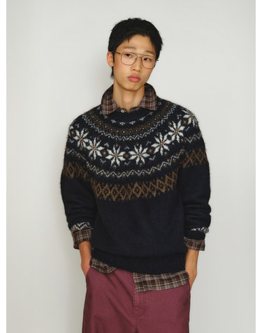 UNISEX 헤어리 노르딕 니트 풀오버 [NAVY] / GF4UKP025-MAN