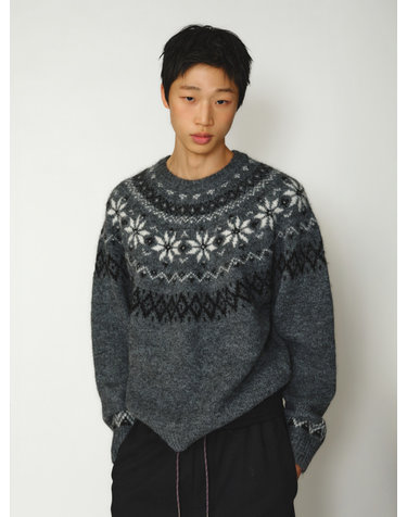 UNISEX 헤어리 노르딕 니트 풀오버 [CHARCOAL] / GF4UKP025-MAN