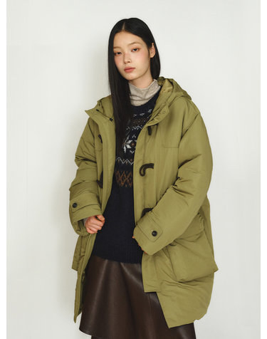 UNISEX 입체 포켓 더플 후드패딩 [OLIVE] / GF4UJP008-WOMAN