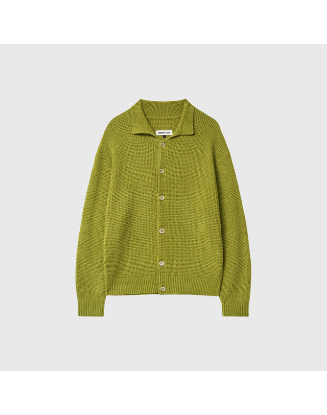 제너럴아이디어 제너럴 아이디어 UNISEX 와플 부클 카라 가디건 [OLIVE] / GF1UKC001-MAN 착용컷