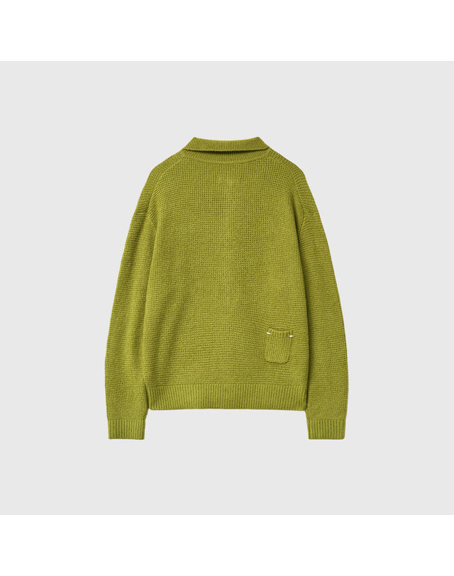 제너럴아이디어 제너럴 아이디어 UNISEX 와플 부클 카라 가디건 [OLIVE] / GF1UKC001-MAN 착용컷