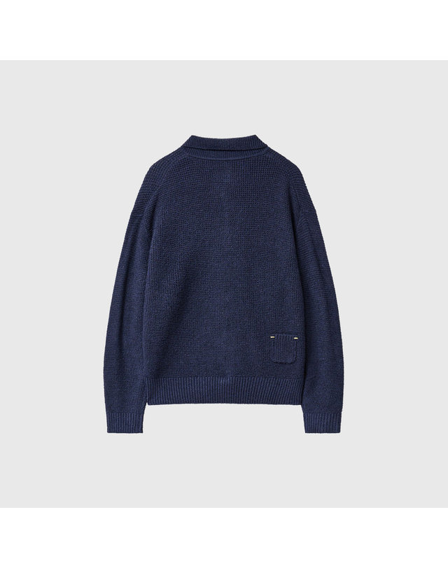 제너럴아이디어 제너럴 아이디어 UNISEX 와플 부클 카라 가디건 [NAVY] / GF1UKC001-MAN 착용컷